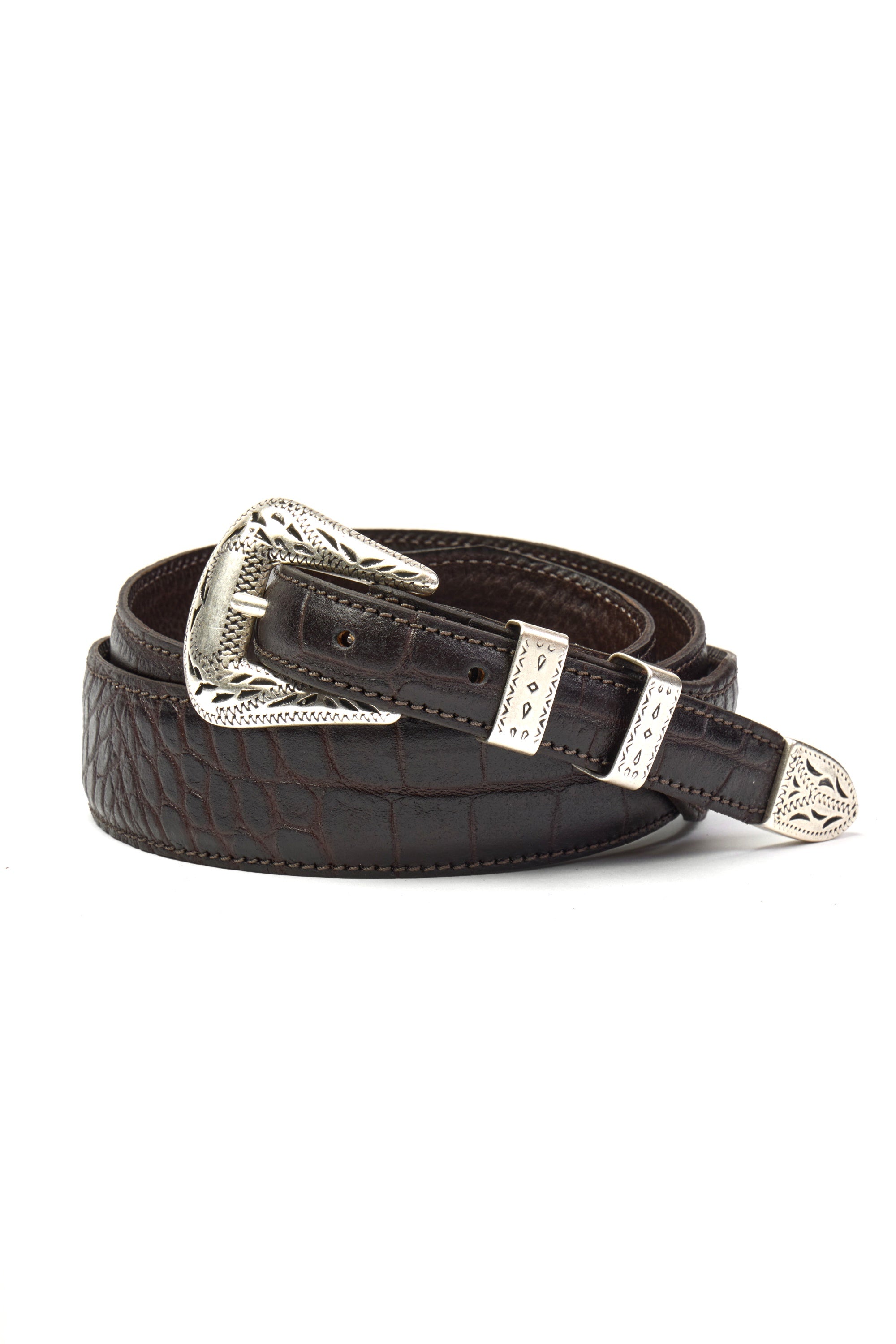MITCHELL OGILVIE | Western Belt Faux Croc | Dark Brown