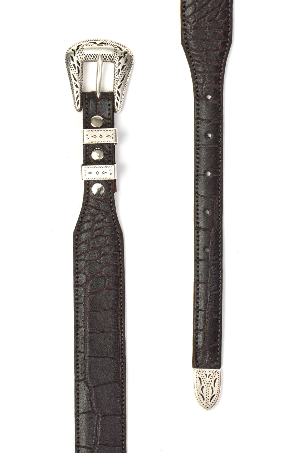 MITCHELL OGILVIE | Western Belt Faux Croc | Dark Brown