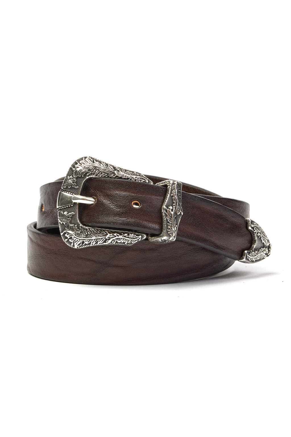 MITCHELL OGILVIE | Western Belt Leaves On Buckle | Dark Brown