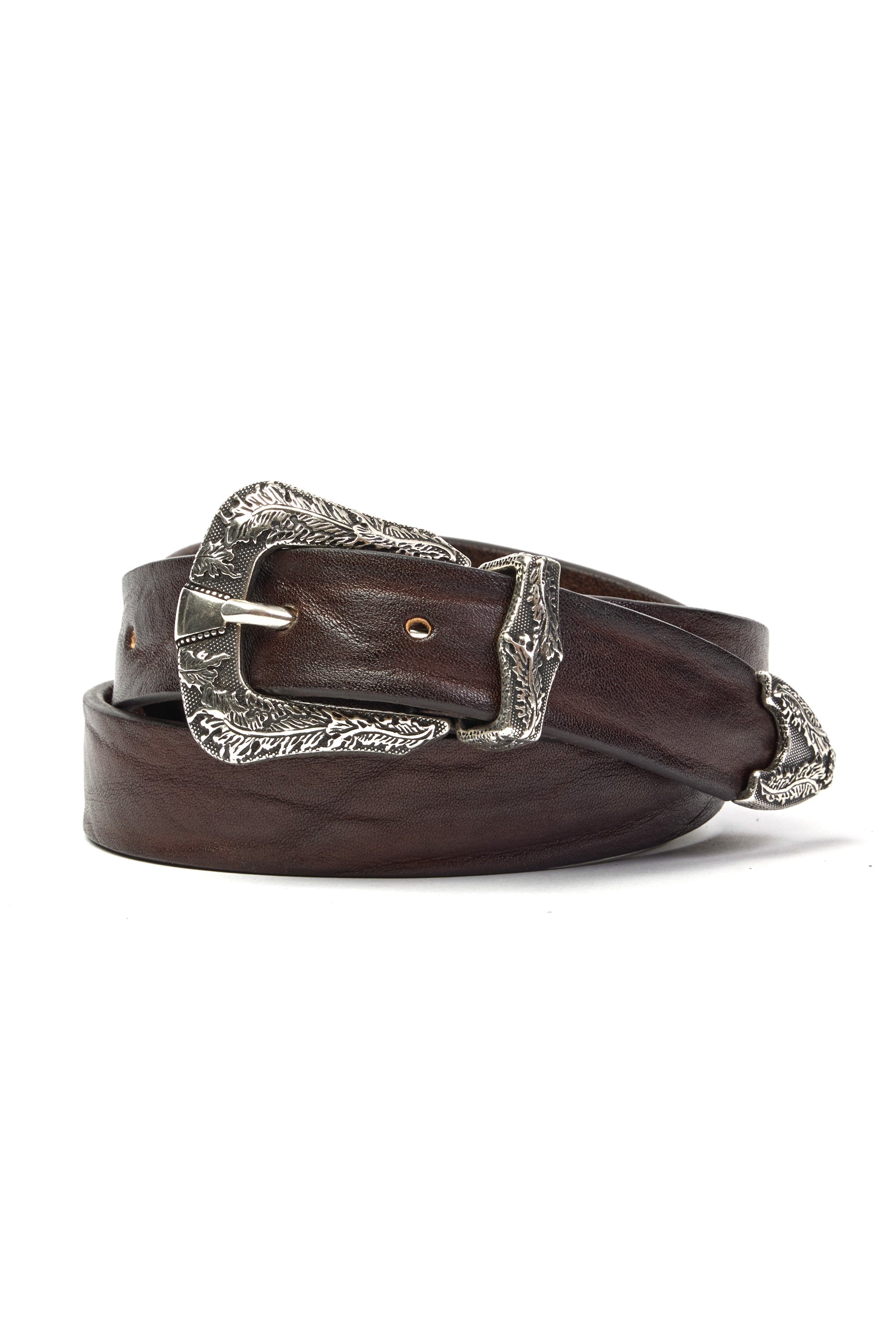MITCHELL OGILVIE | Western Belt Leaves On Buckle | Dark Brown