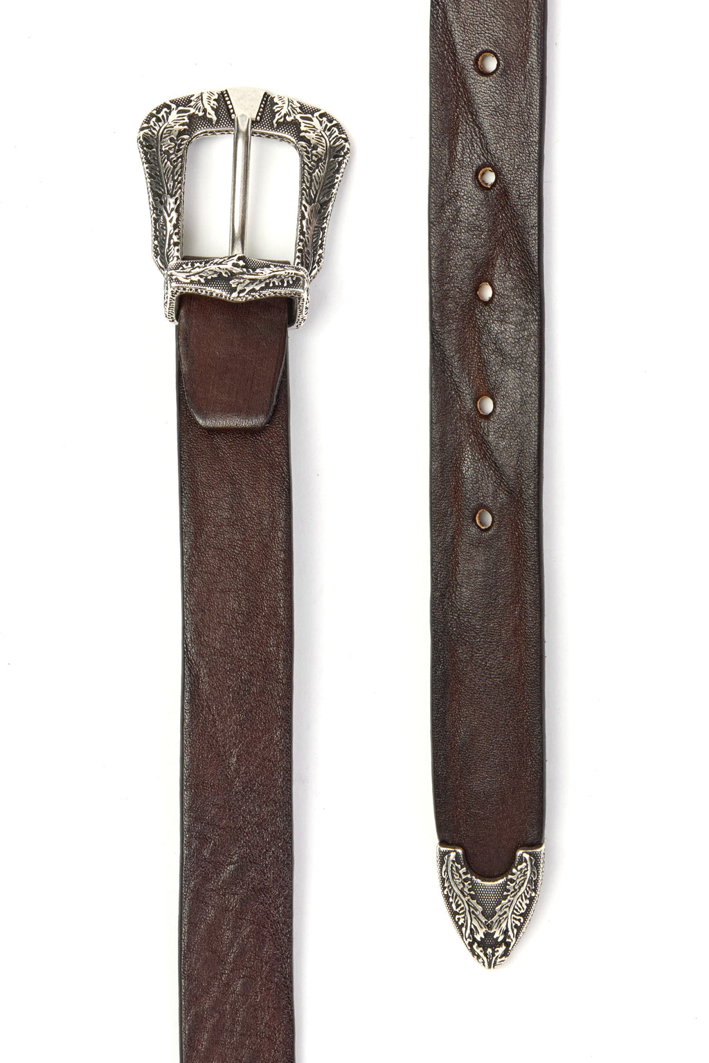 MITCHELL OGILVIE | Western Belt Leaves On Buckle | Dark Brown