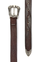 MITCHELL OGILVIE | Western Belt Leaves On Buckle | Dark Brown