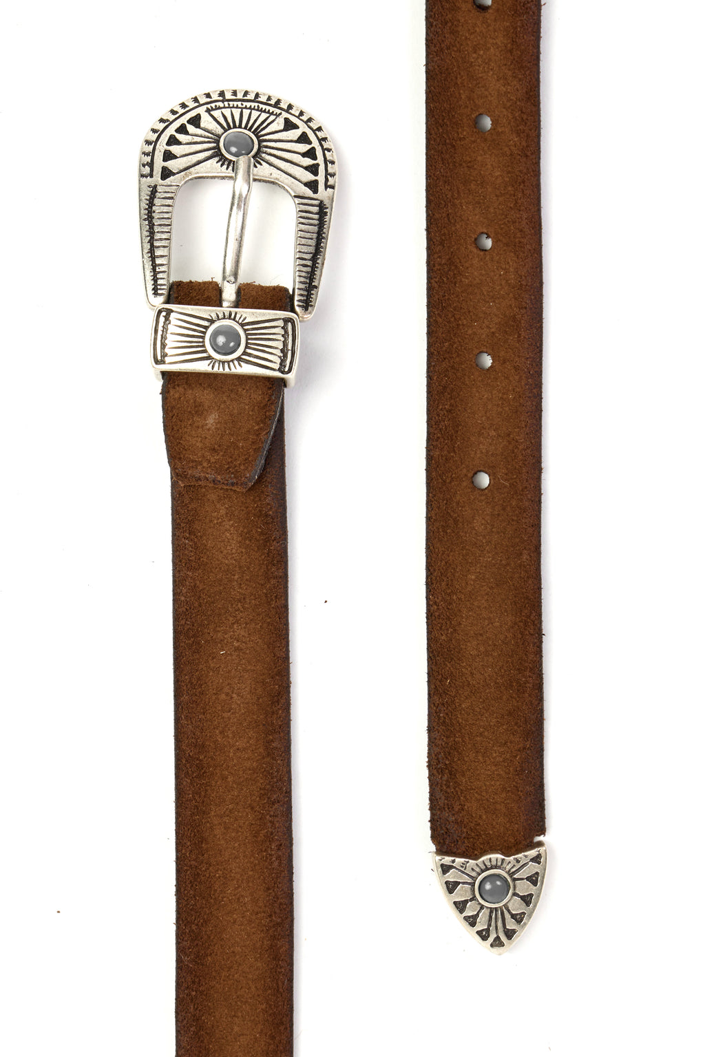 MITCHELL OGILVIE | Western Belt Turquoise On Buckle | Dark Brown
