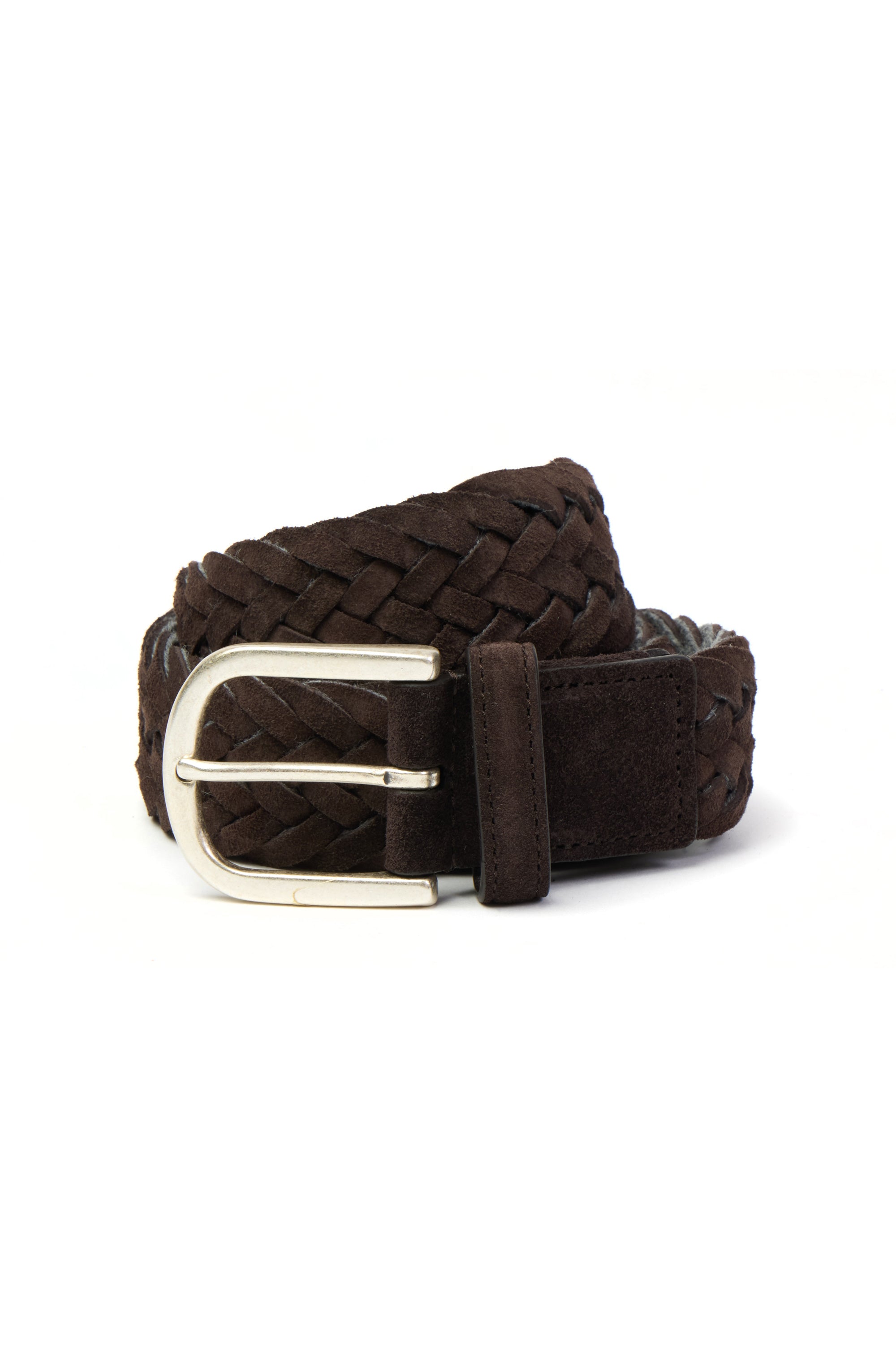 CANALI | Round Buckle Suede Belt | Chocolate