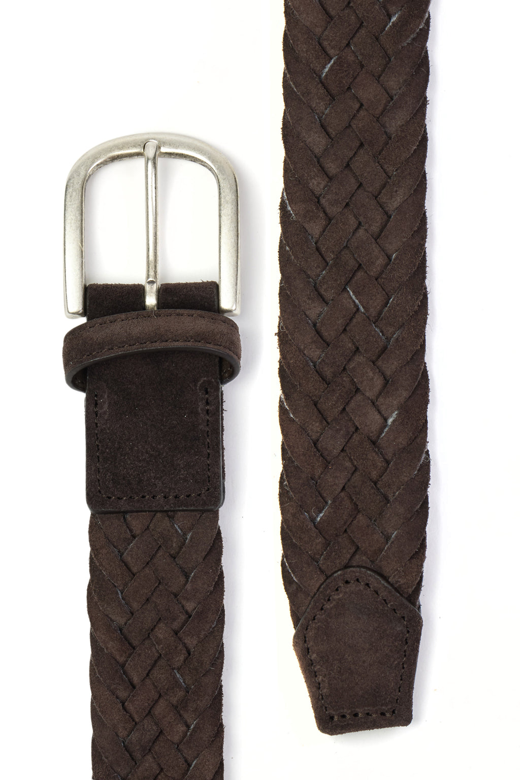 CANALI | Round Buckle Suede Belt | Chocolate