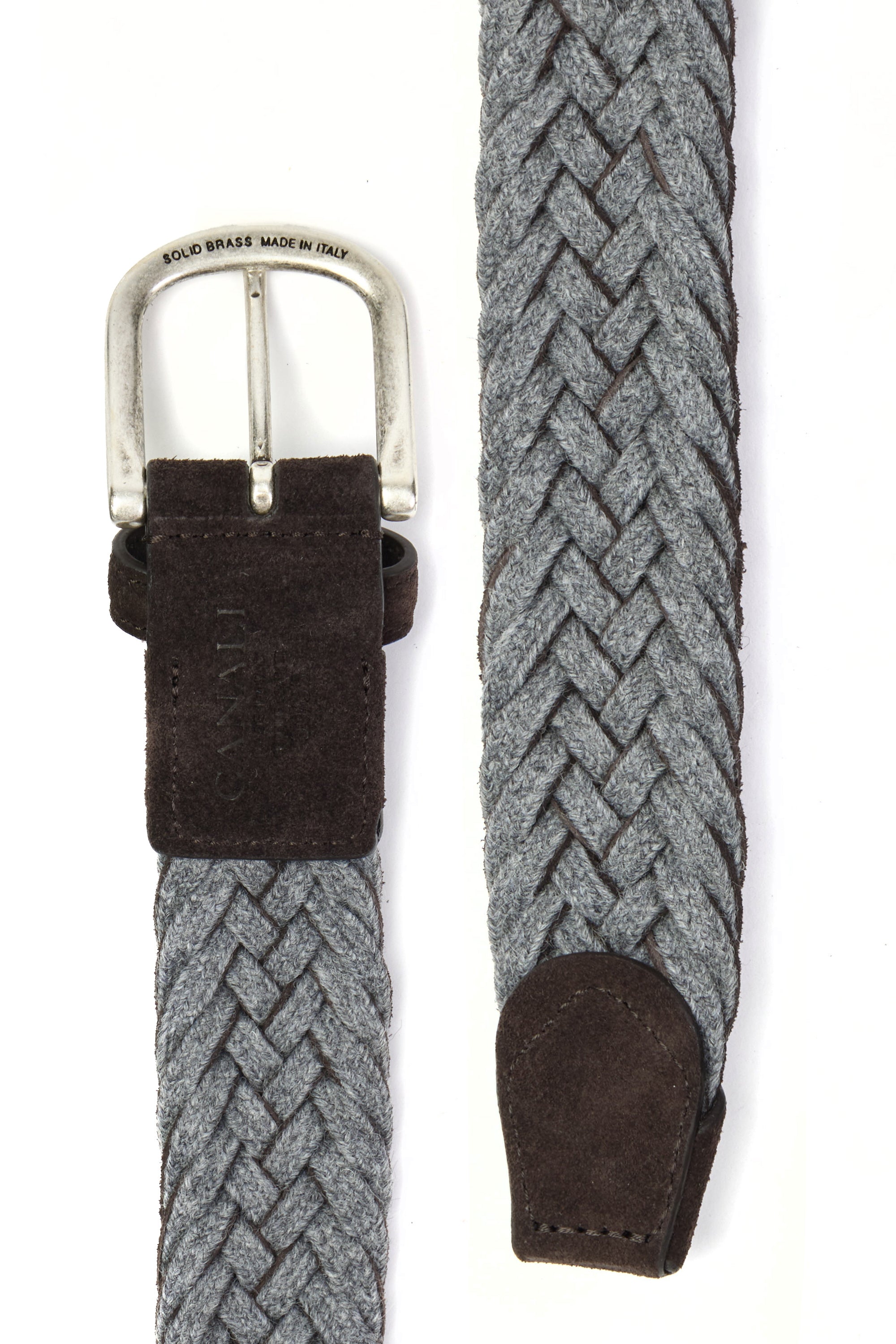 CANALI | Round Buckle Suede Belt | Chocolate