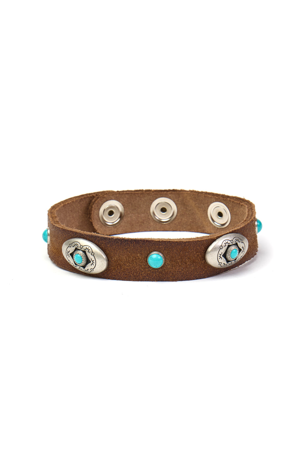 MITCHELL OGILVIE | Western Bracelet Turquoise & Turquoise & Silver Studs | Brown