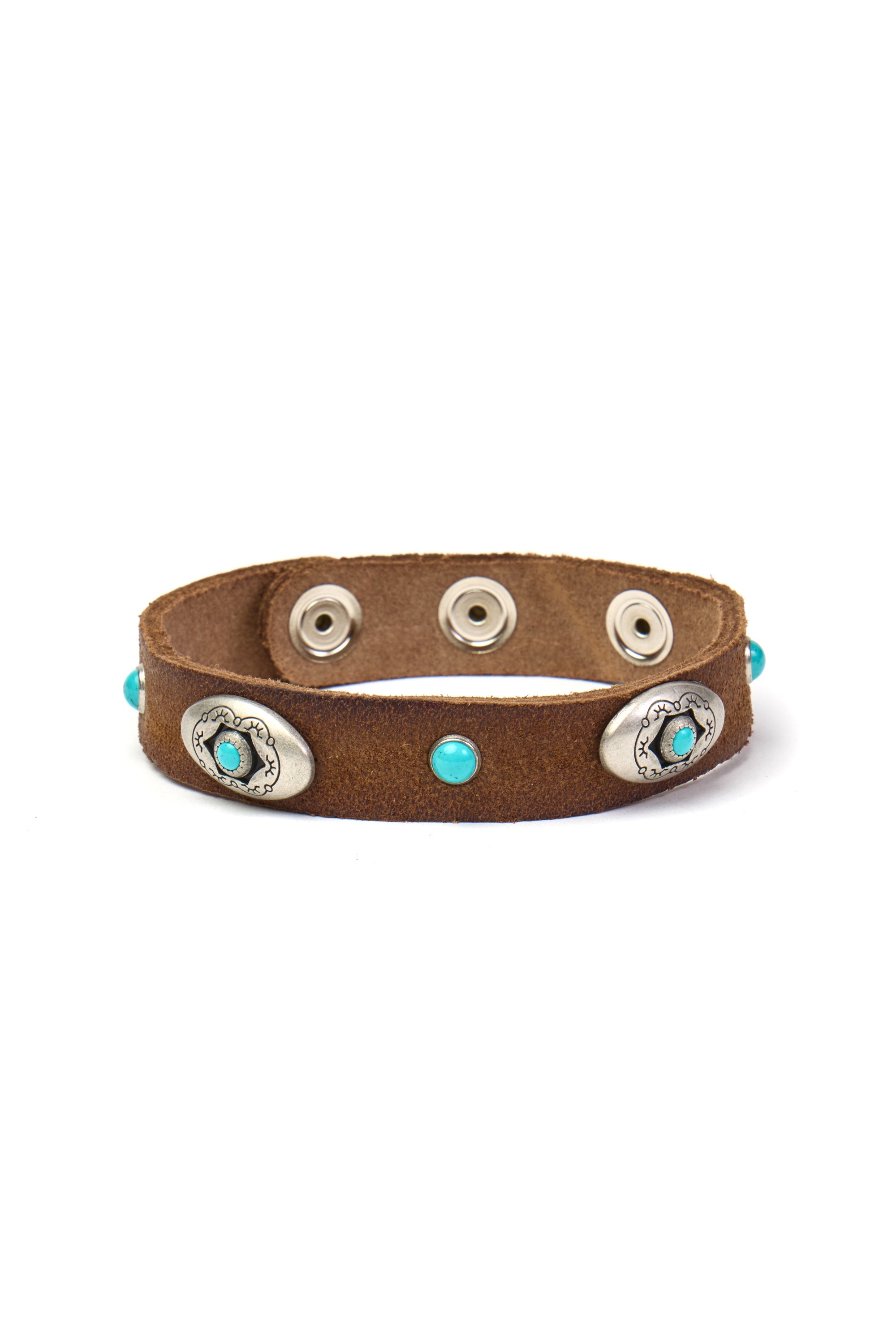 MITCHELL OGILVIE | Western Bracelet Turquoise & Turquoise & Silver Studs | Brown