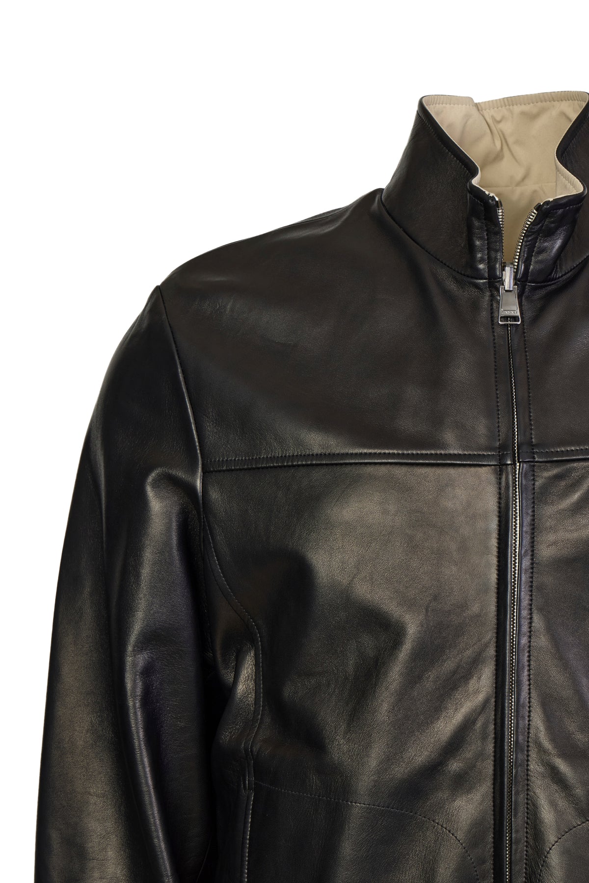 CANALI | Reversible Leather Jacket | Sand