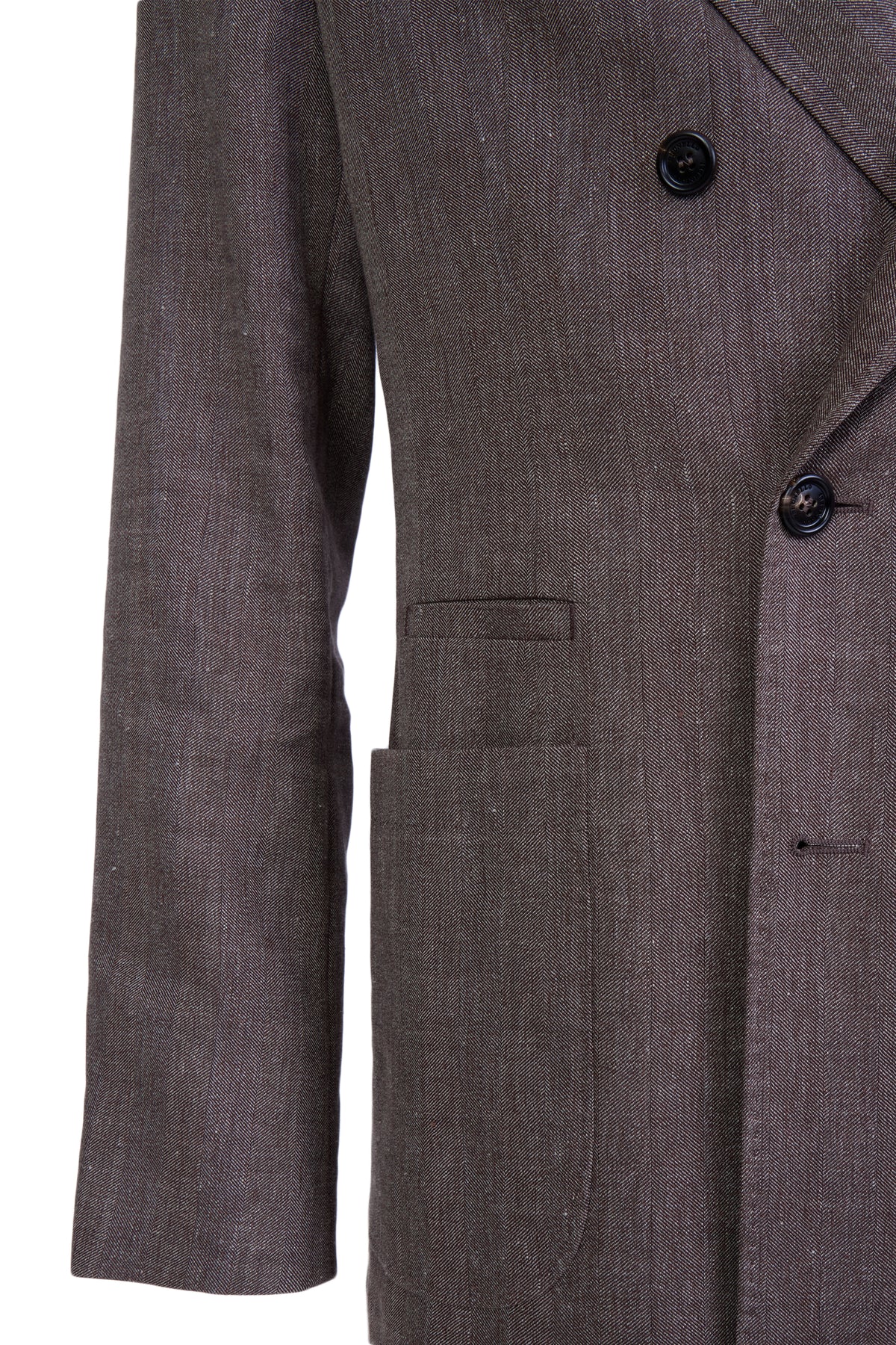 BRUNELLO CUCINELLI | Double Breast Herringbone Jacket | Brown