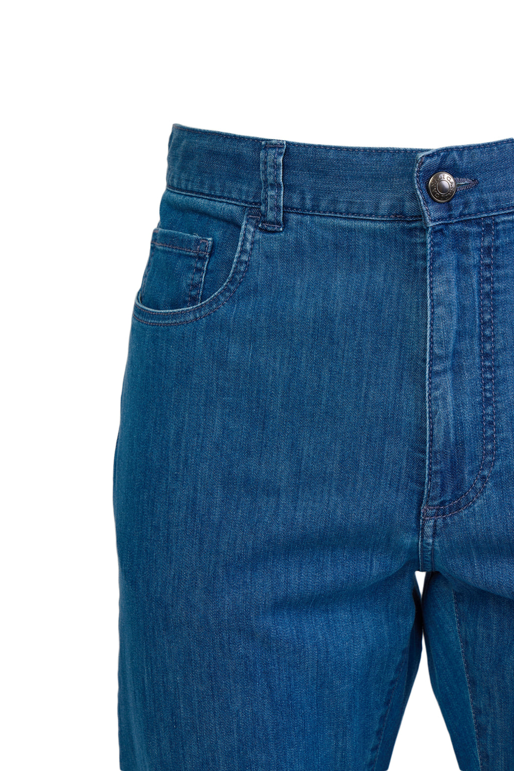 CANALI | Jeans With Brown Stitching | Light Denim