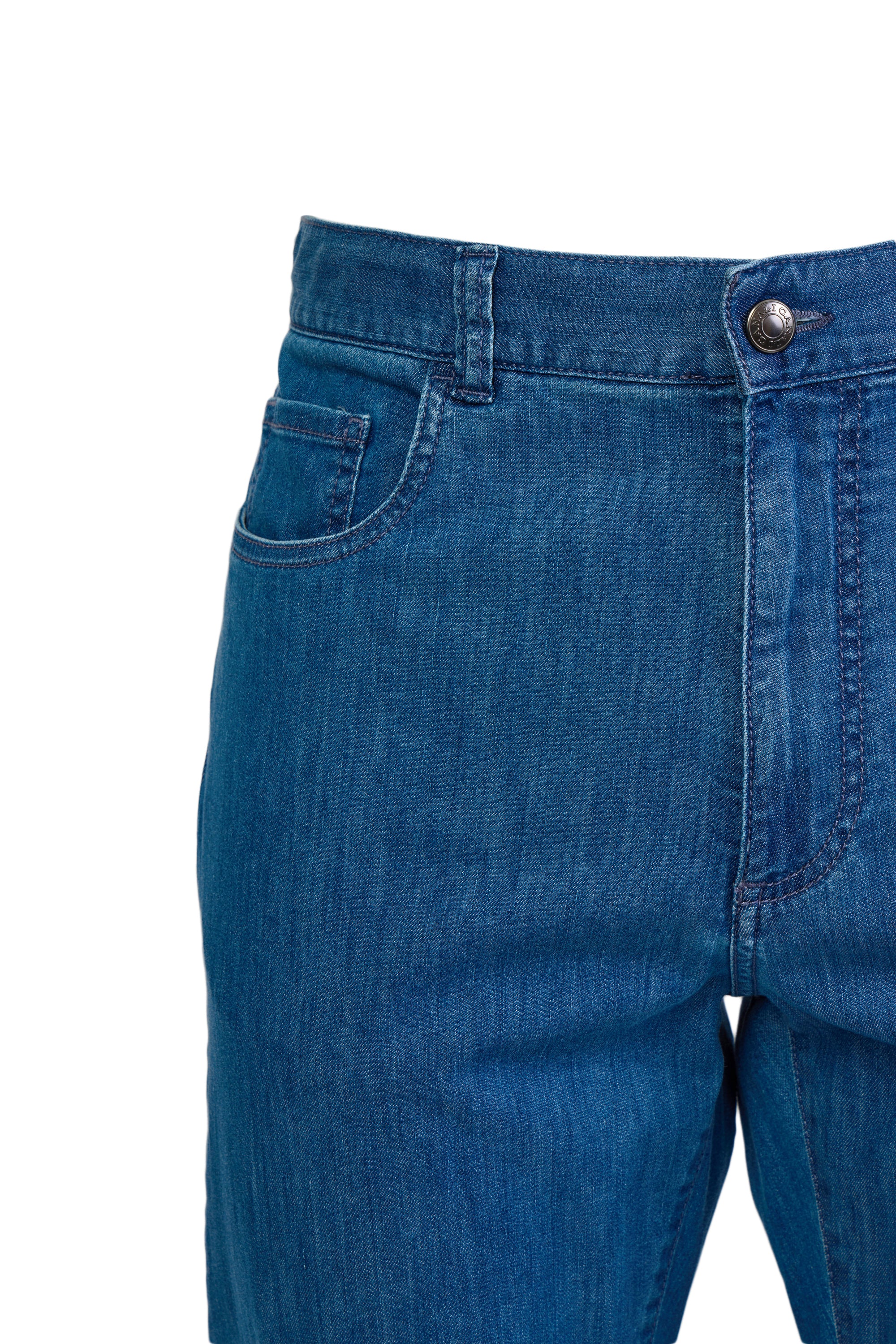 CANALI | Jeans With Brown Stitching | Light Denim