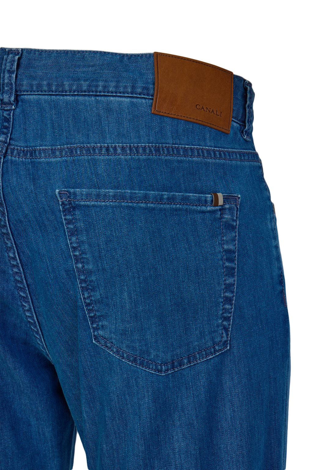 CANALI | Jeans With Brown Stitching | Light Denim