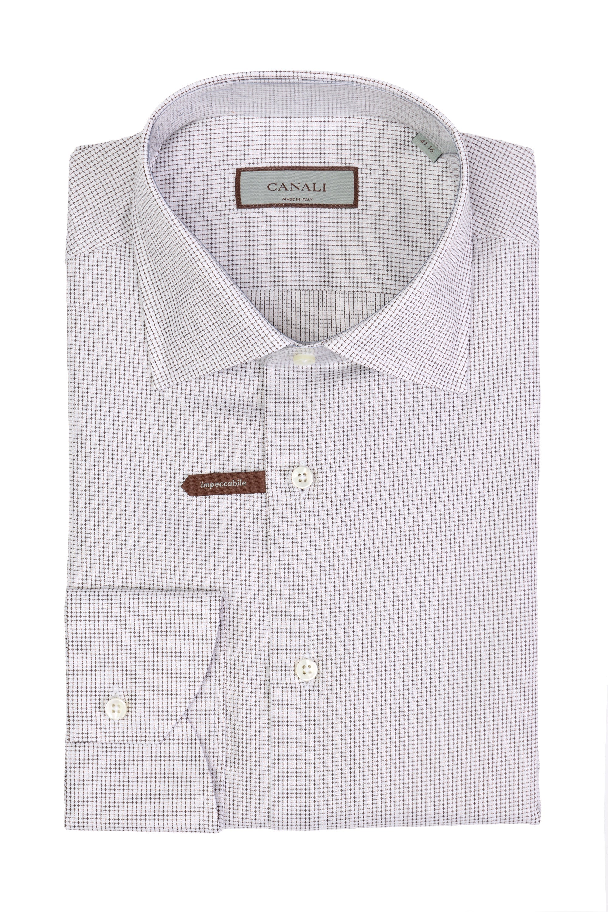 CANALI | Cross-Check Pattern Shirt | Dark Brown