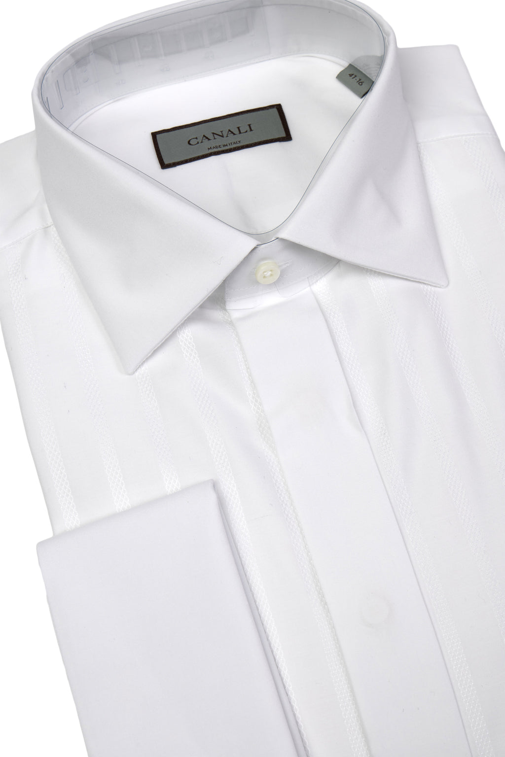 CANALI | Embroidered Stripe Dinner Shirt | White