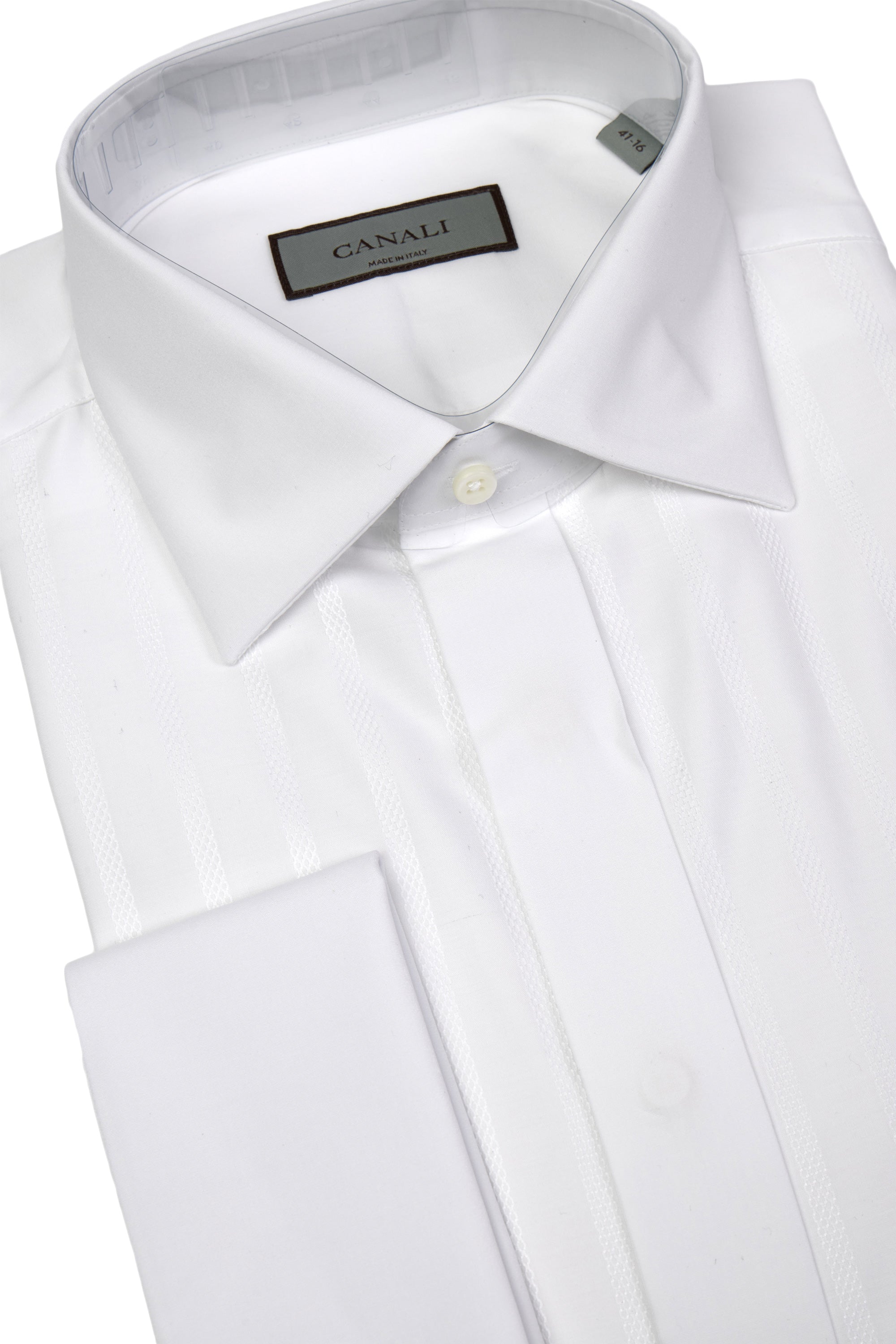 CANALI | Embroidered Stripe Dinner Shirt | White