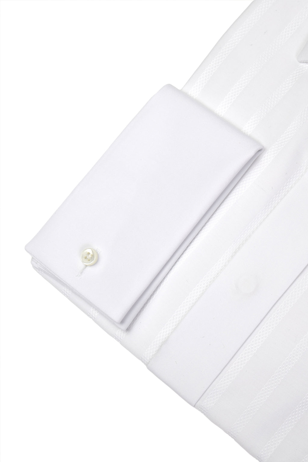 CANALI | Embroidered Stripe Dinner Shirt | White