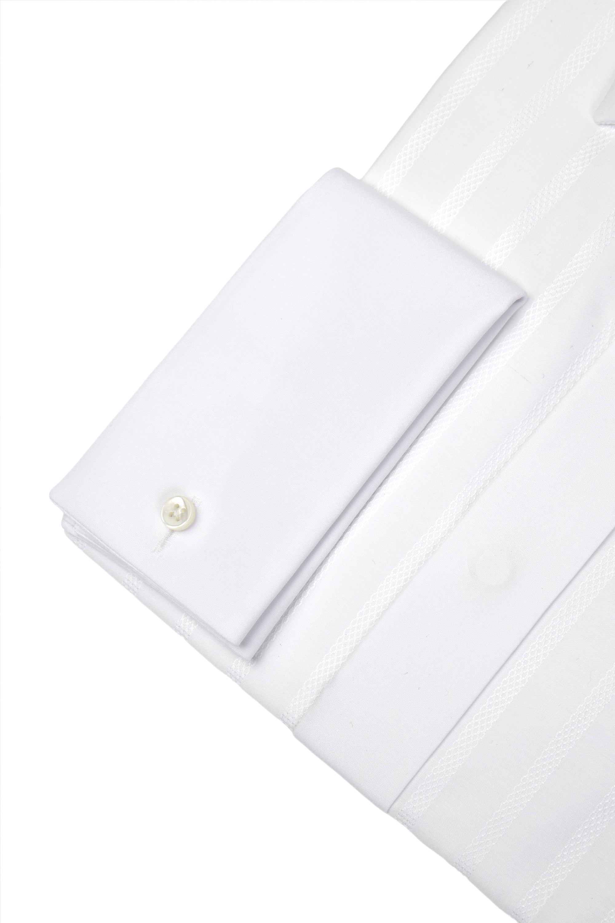 CANALI | Embroidered Stripe Dinner Shirt | White