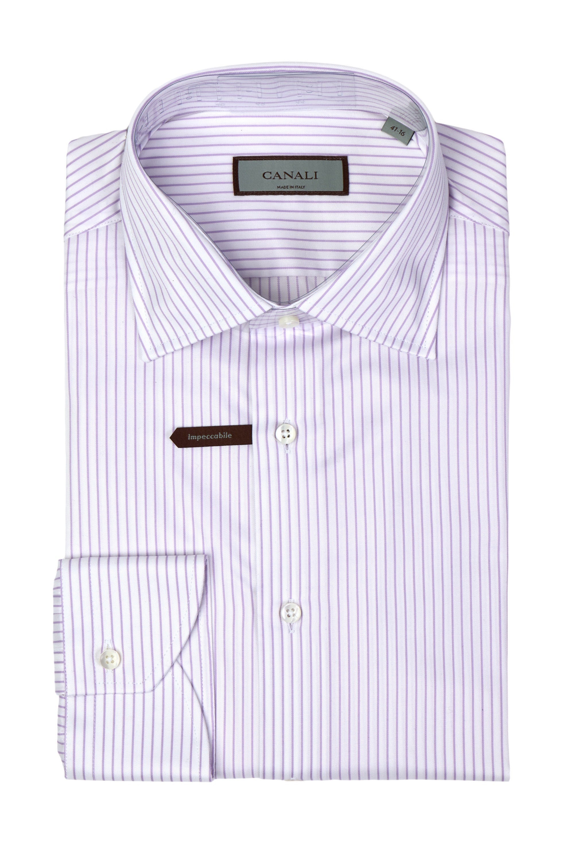 CANALI | Striped Shirt | Lilac & White