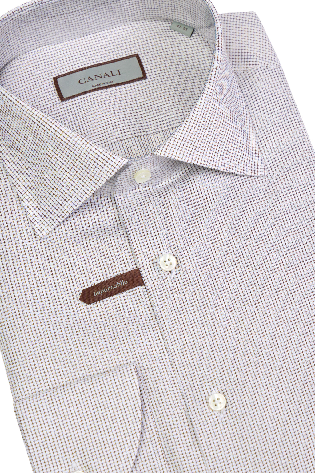 CANALI | Cross-Check Pattern Shirt | Dark Brown