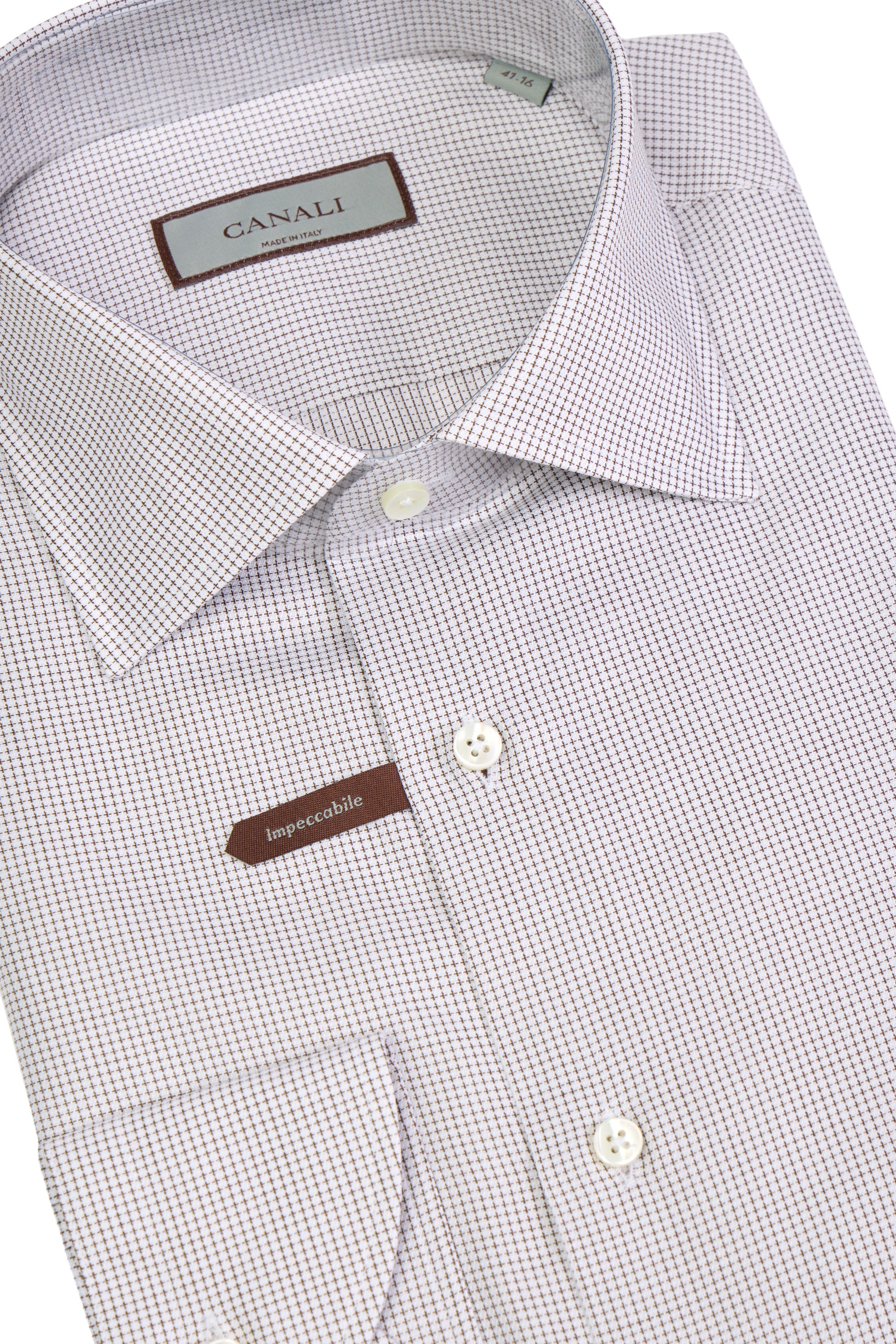 CANALI | Cross-Check Pattern Shirt | Dark Brown