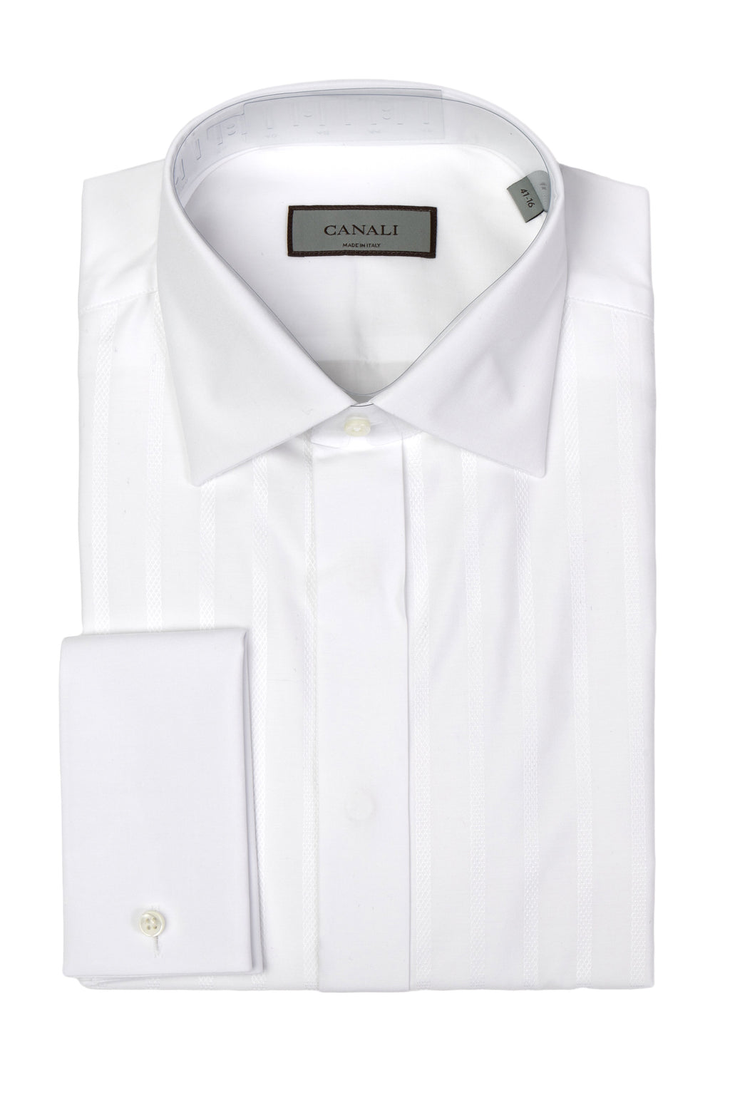 CANALI | Embroidered Stripe Dinner Shirt | White