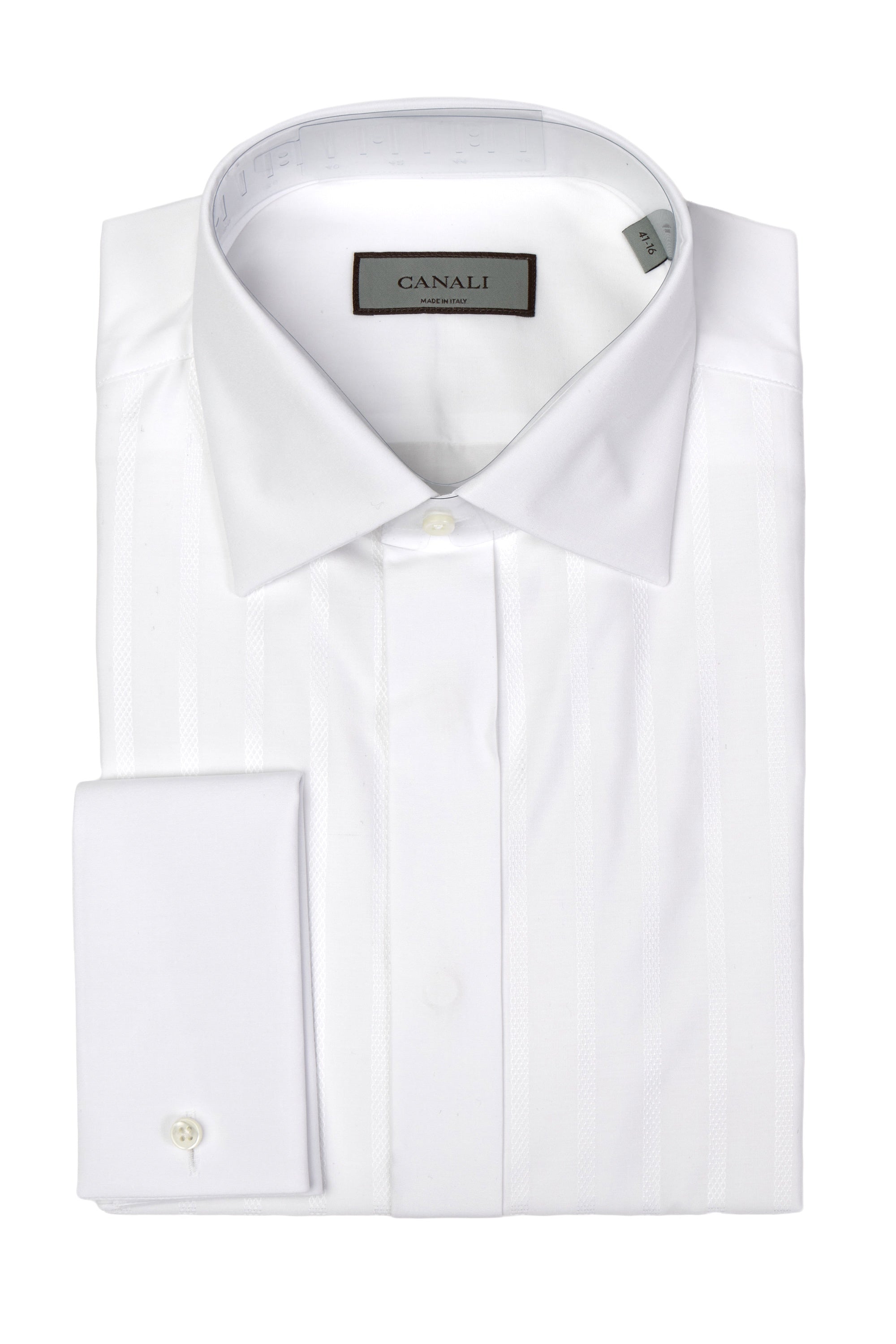 CANALI | Embroidered Stripe Dinner Shirt | White