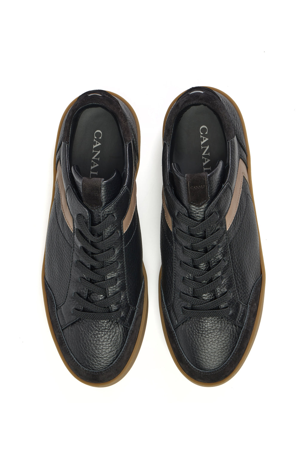 CANALI | Sneaker With Brown Trim | Black