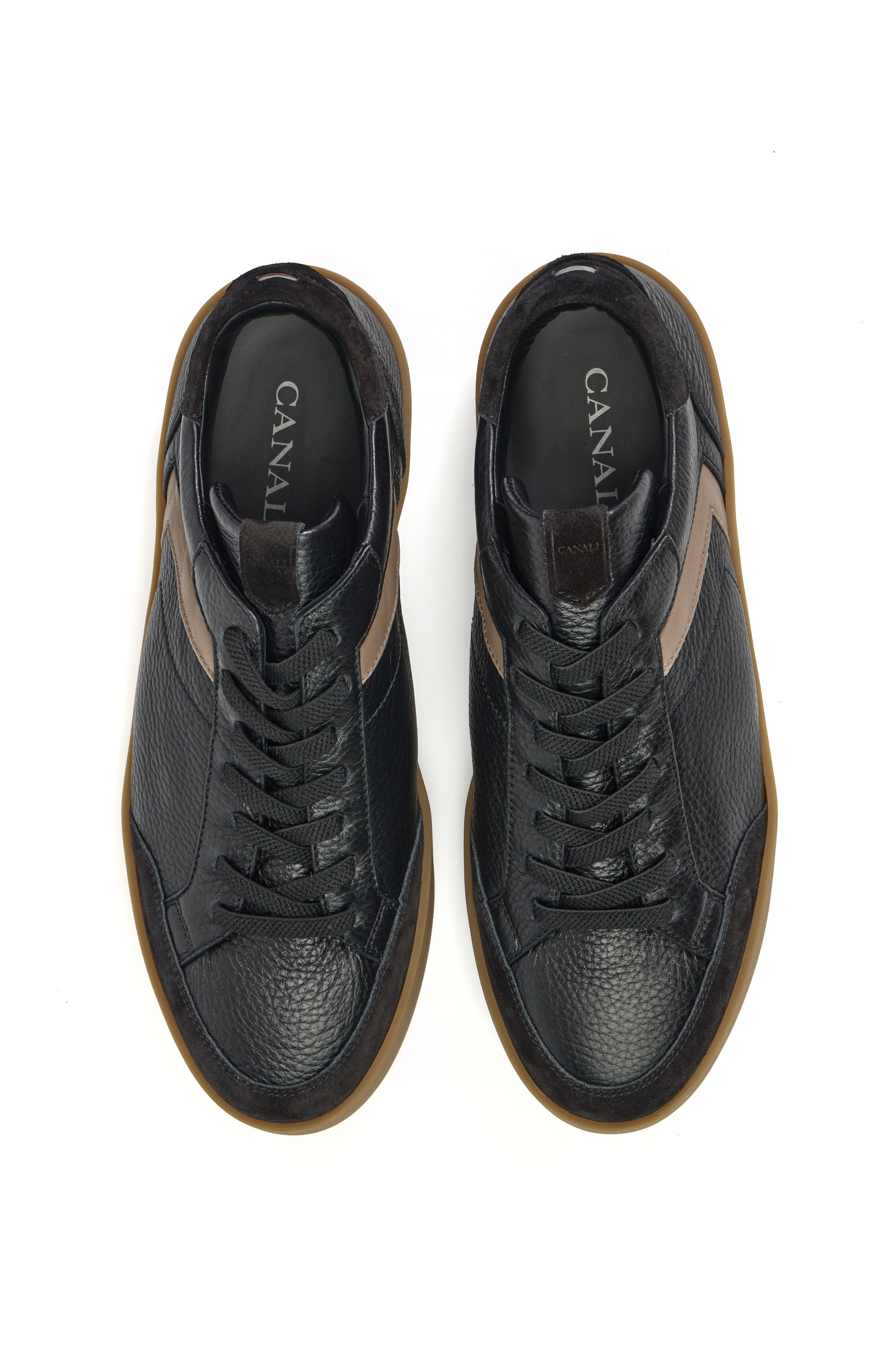 CANALI | Sneaker With Brown Trim | Black