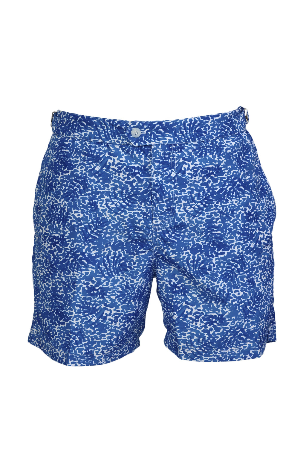 FEDELI | Daniel Splash & Palms Swim Shorts | Mid-Blue