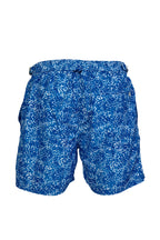 FEDELI | Daniel Splash & Palms Swim Shorts | Mid-Blue