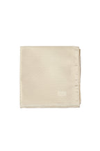 BRIONI | Silk Herringbone Pocket Square | Off-White