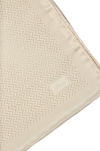 BRIONI | Silk Herringbone Pocket Square | Off-White