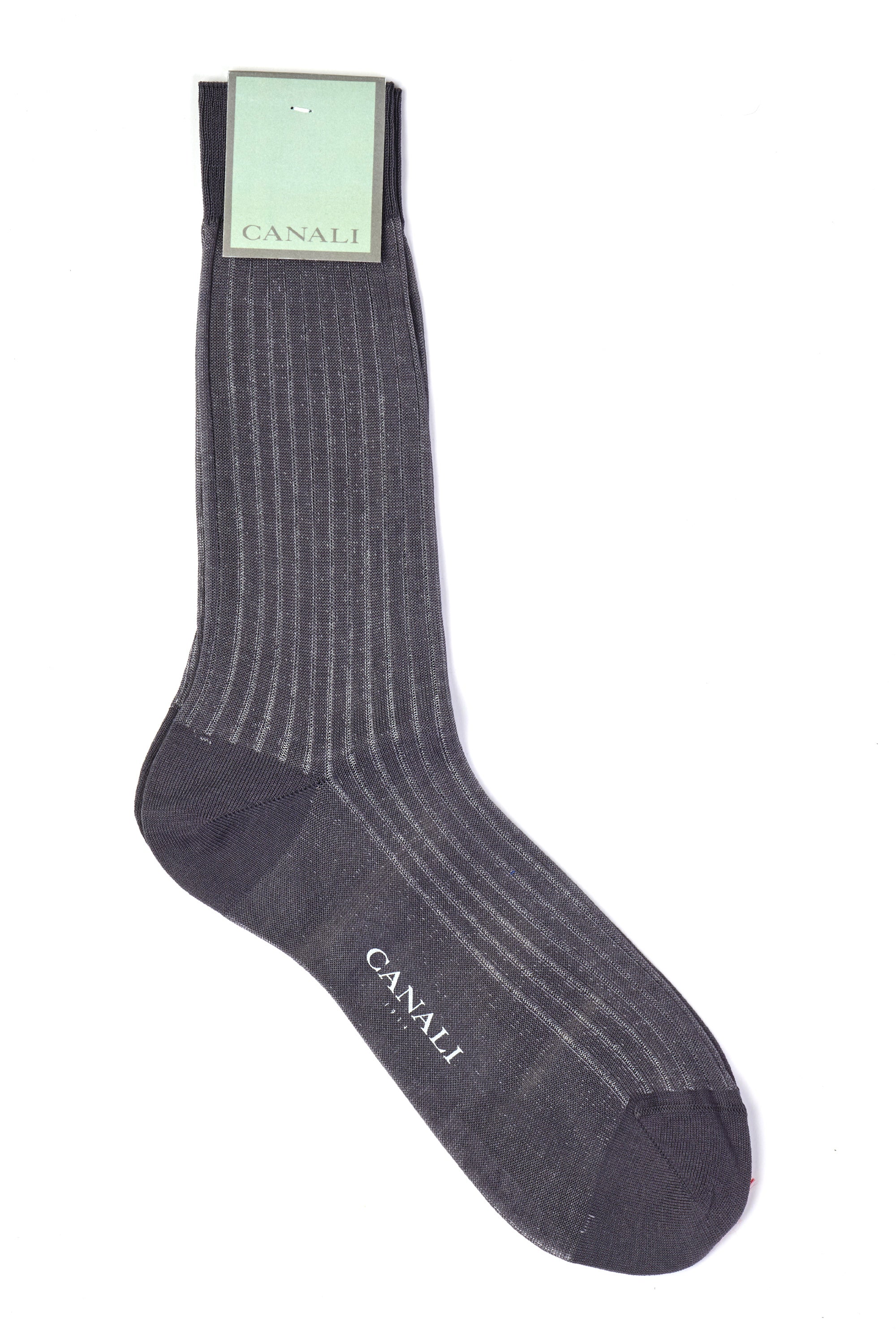 CANALI | Ribbed Two-Tone Socks | Light Grey