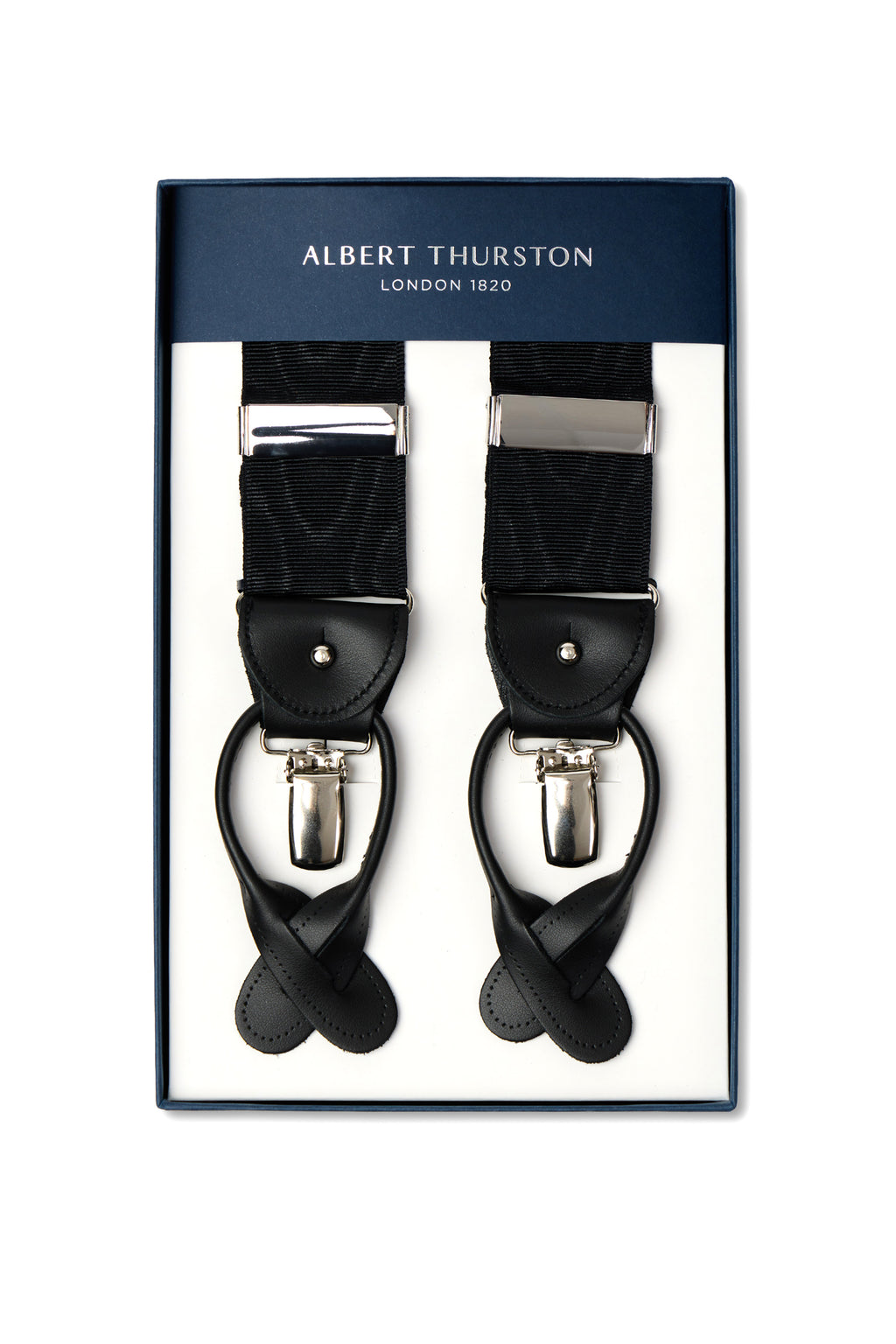 ALBERT THURSTON | Moire 2-in-1 Braces With Silver | Black