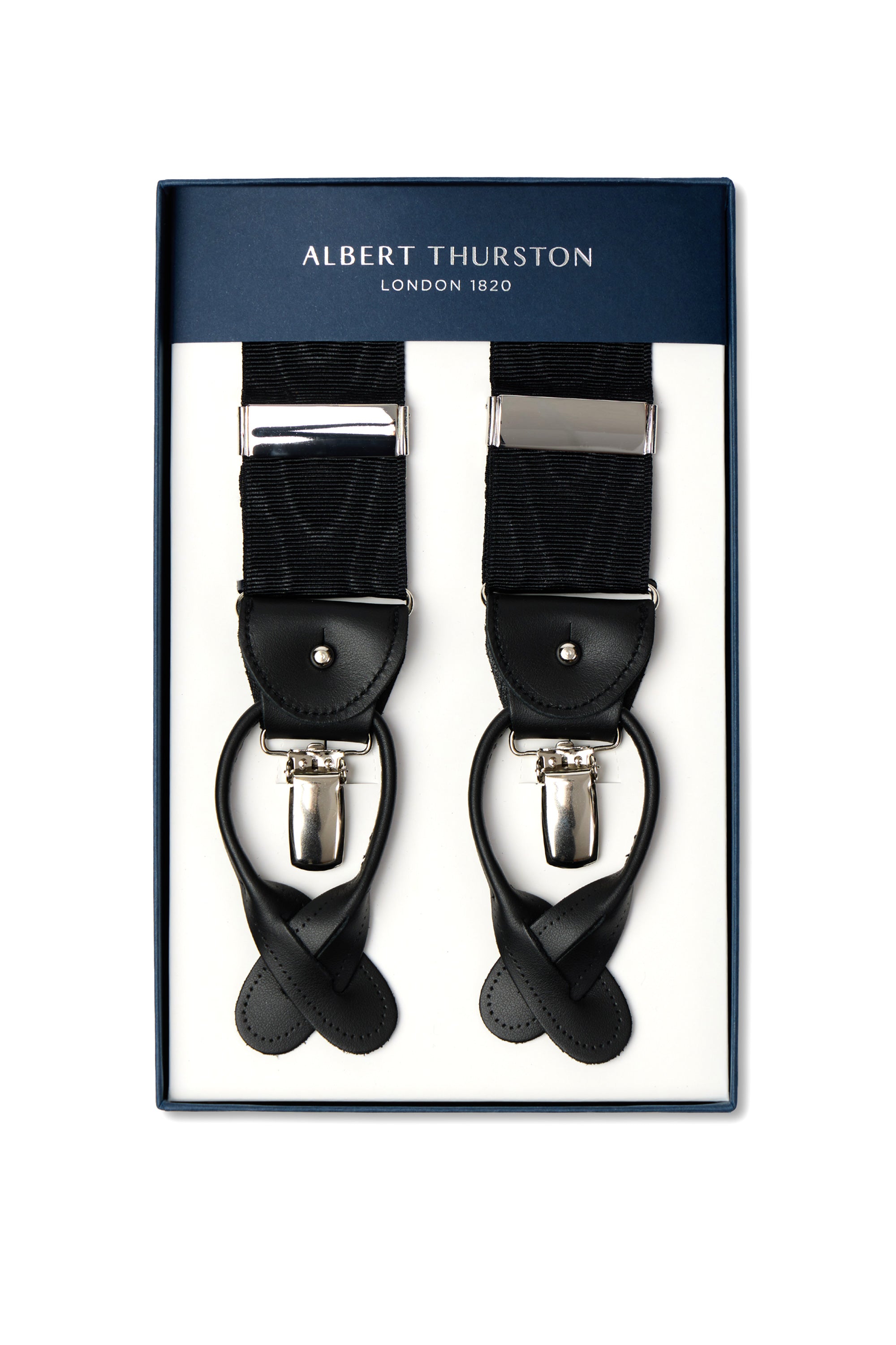 ALBERT THURSTON | Moire 2-in-1 Braces With Silver | Black