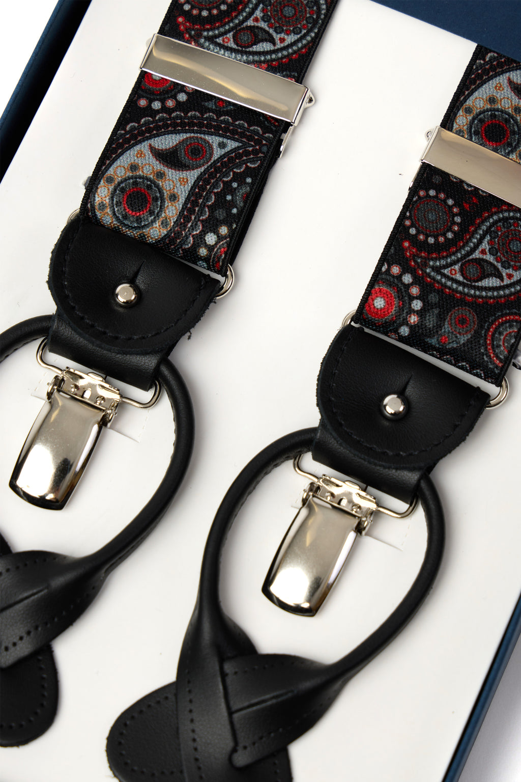 ALBERT THURSTON | Large Paisley 2-In-1 Braces | Black & Red
