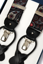 ALBERT THURSTON | Large Paisley 2-In-1 Braces | Black & Red