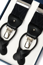 ALBERT THURSTON | Moire 2-in-1 Braces With Silver | Black