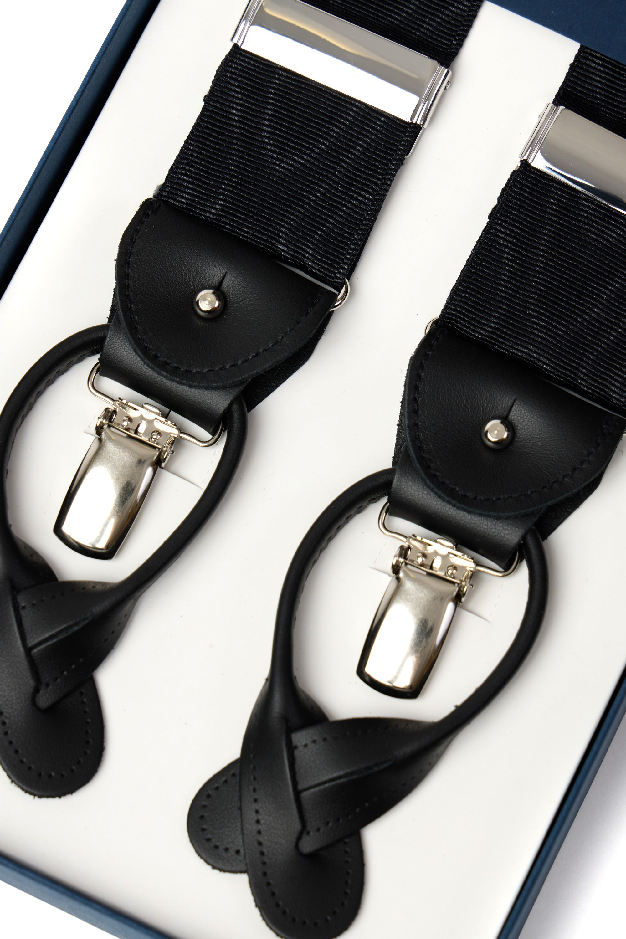 ALBERT THURSTON | Moire 2-in-1 Braces With Silver | Black