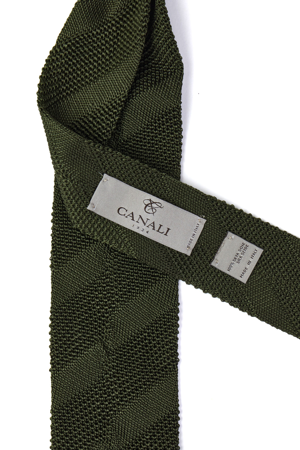 CANALI | Silk Knitted Tie | Dark Olive