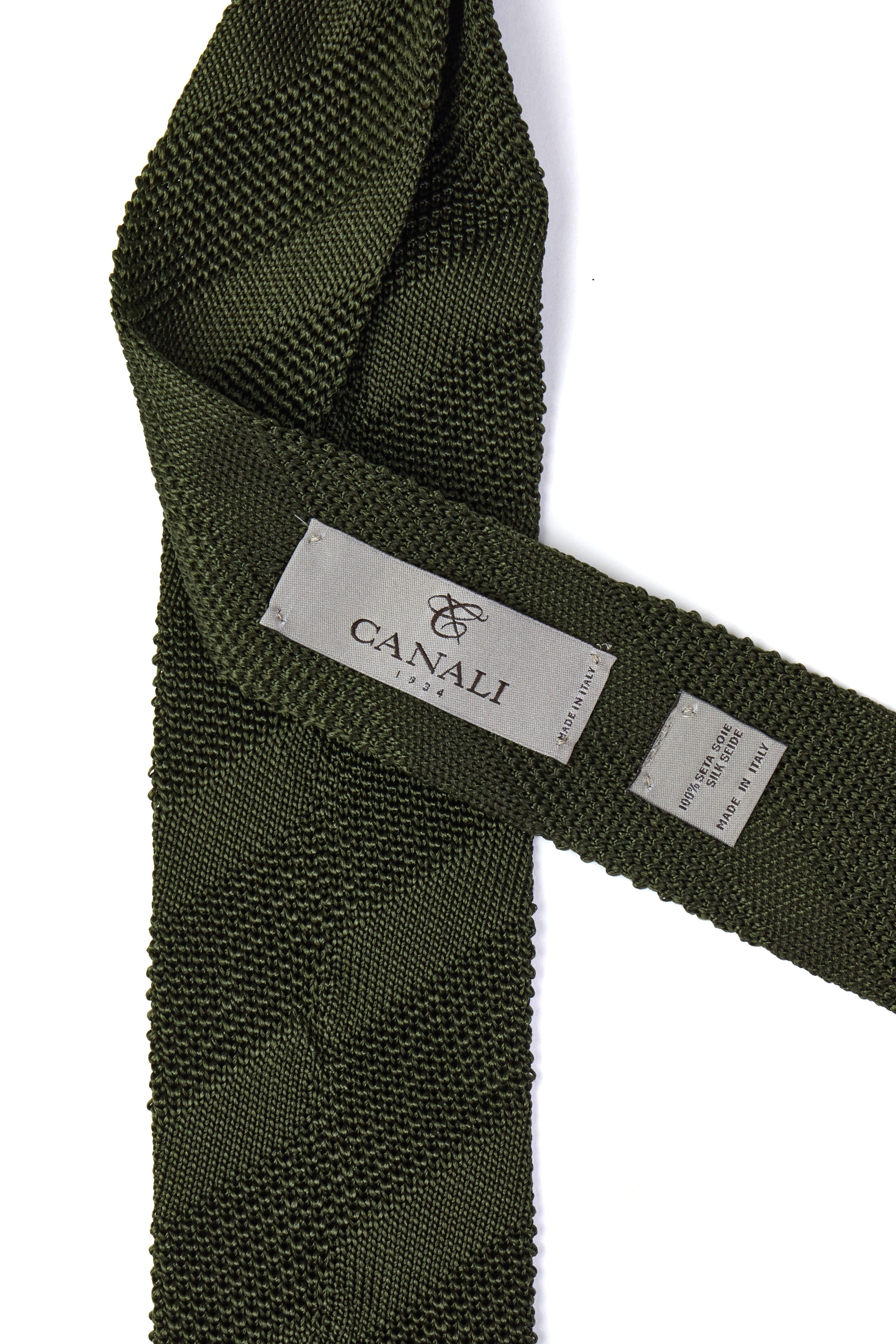 CANALI | Silk Knitted Tie | Dark Olive