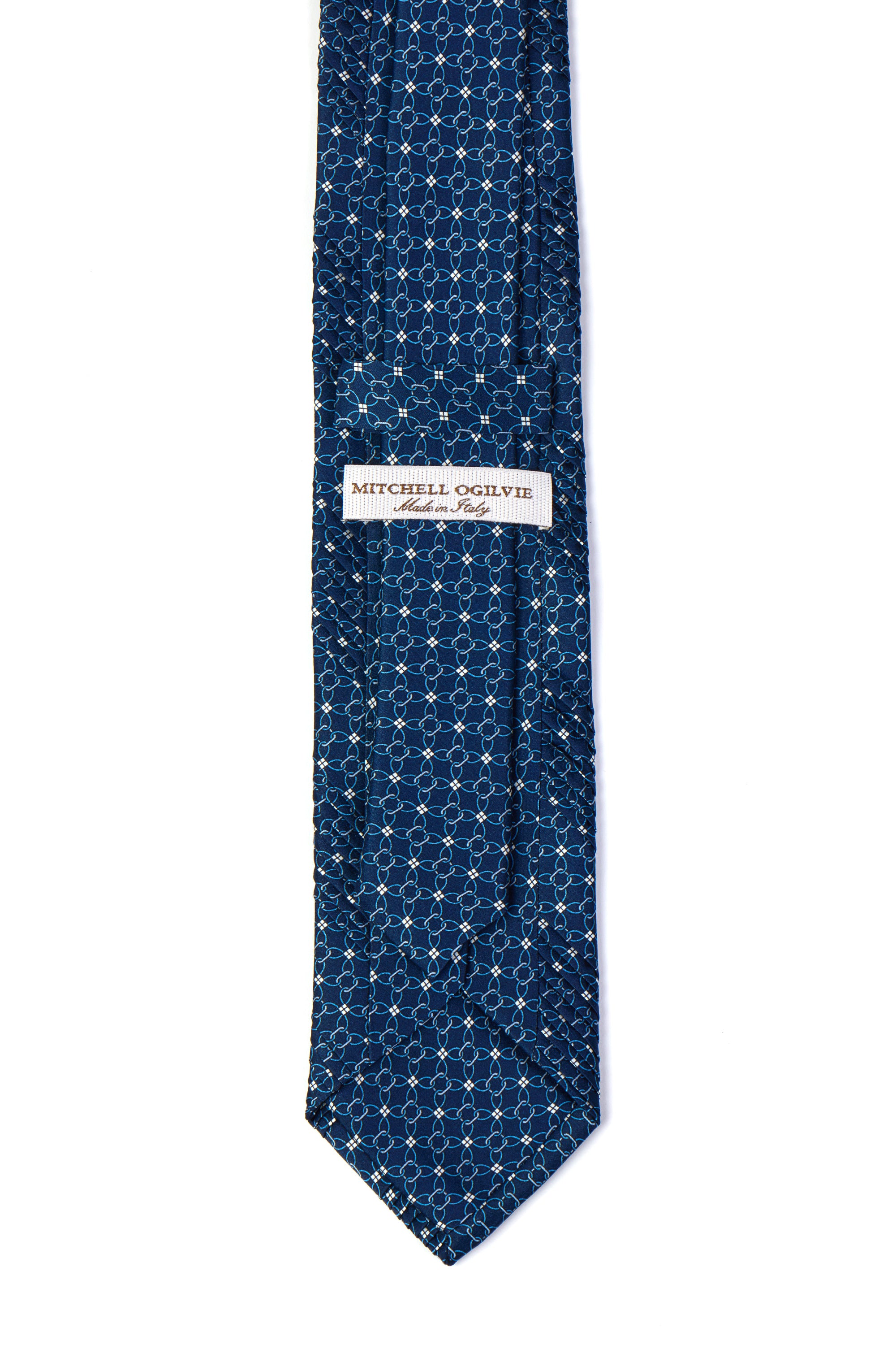MITCHELL OGILVIE | Plisse Chain Pattern Tie | Navy