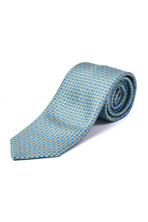 BRIONI | Geometric Pattern Tie | Teal & Blue