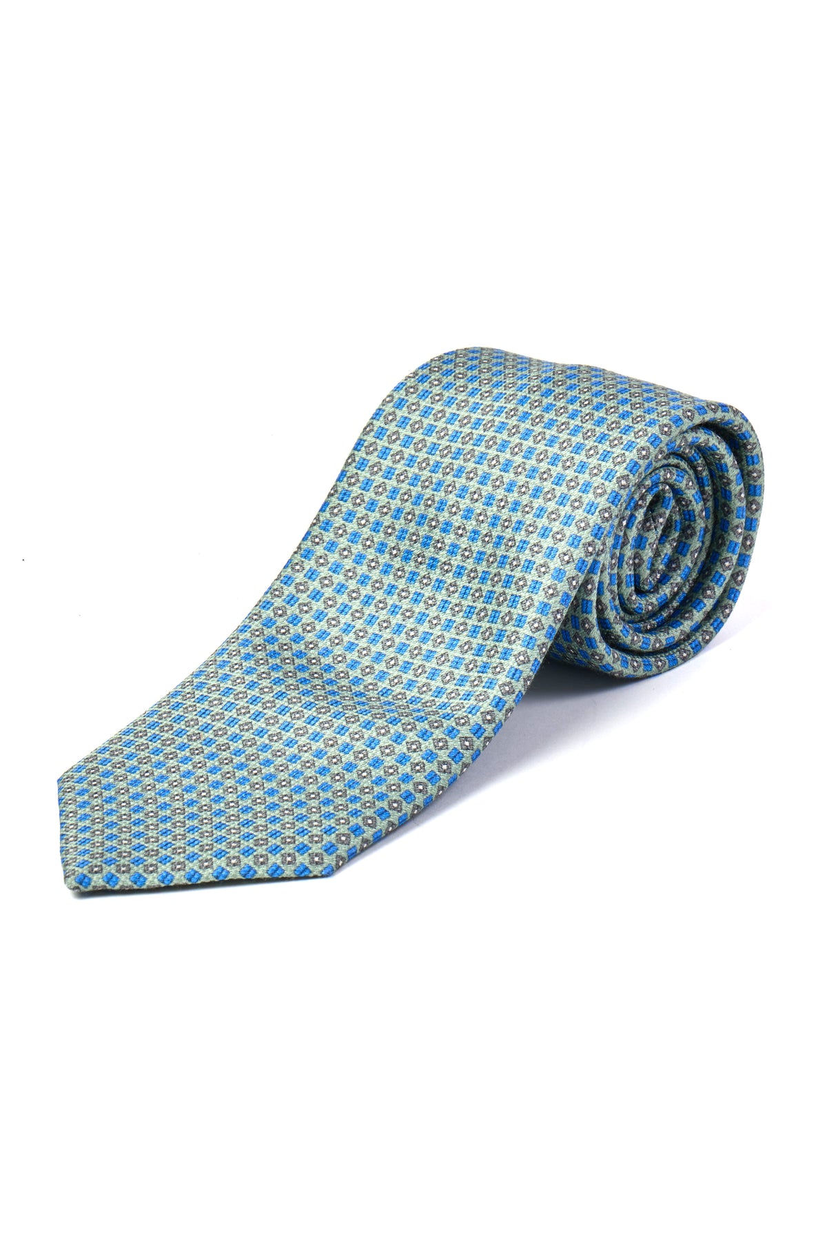 BRIONI | Geometric Pattern Tie | Teal & Blue