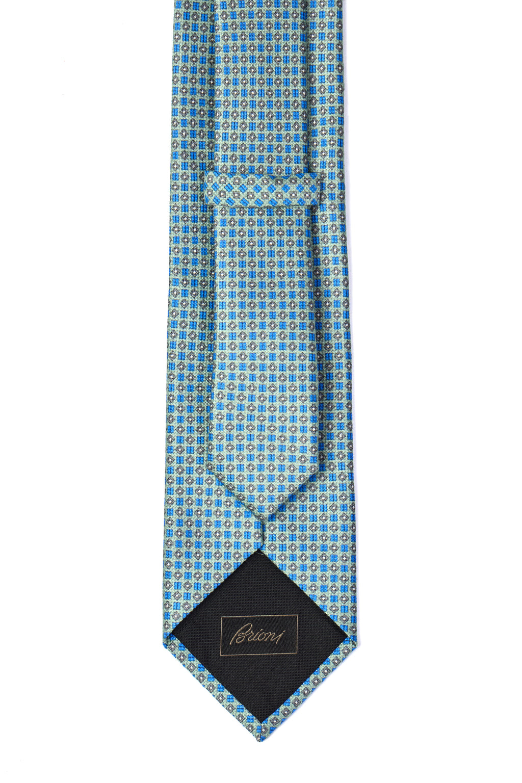 BRIONI | Geometric Pattern Tie | Teal & Blue