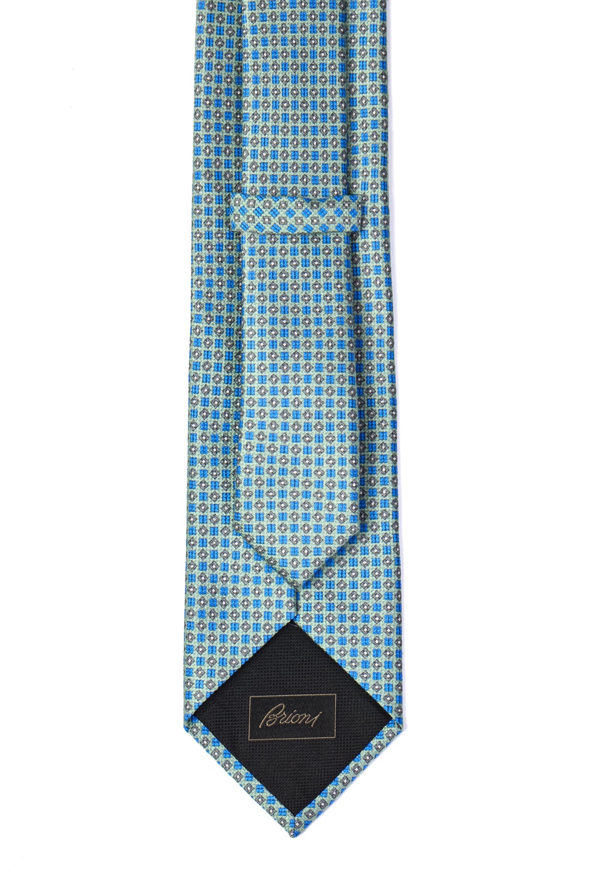 BRIONI | Geometric Pattern Tie | Teal & Blue