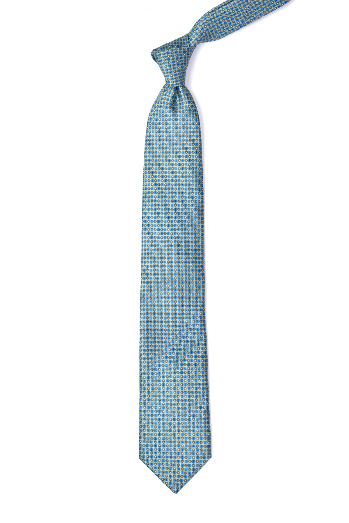 BRIONI | Geometric Pattern Tie | Teal & Blue
