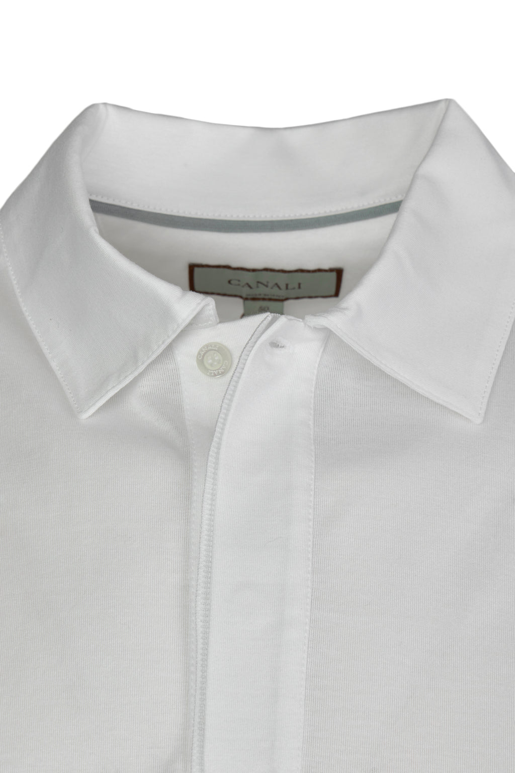 CANALI | Polo With Ribbed Trim On Placket | White
