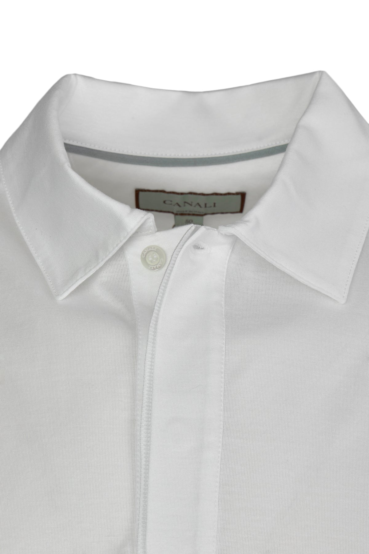 CANALI | Polo With Ribbed Trim On Placket | White